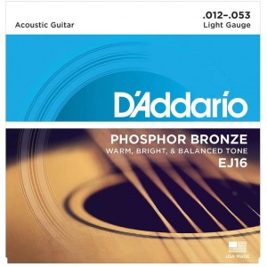 D'Addario EJ16 Phosphor Bronze Light Acoustic Strings (.012-.053)